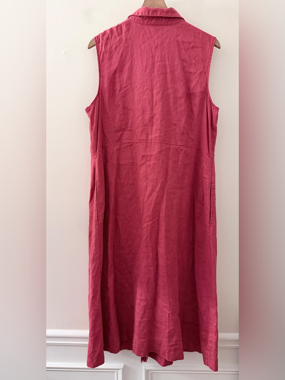 J. Jill Love Linen Sleeveless Button Front Midi Shirtdress red 2X Tie Belt - Picture 2 of 6